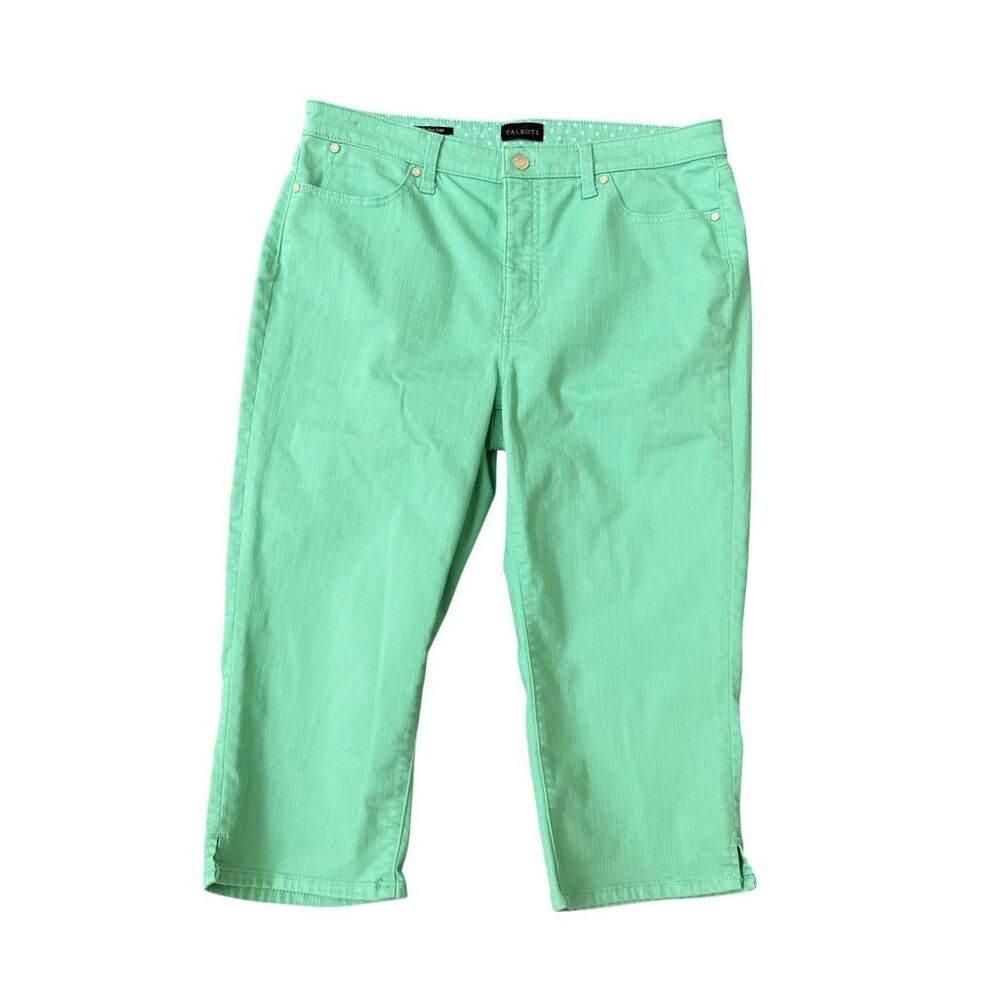 Talbots Pedal Pusher Jeans Women’s Sz 12 Mint Green Stretch Cropped Capri Pants